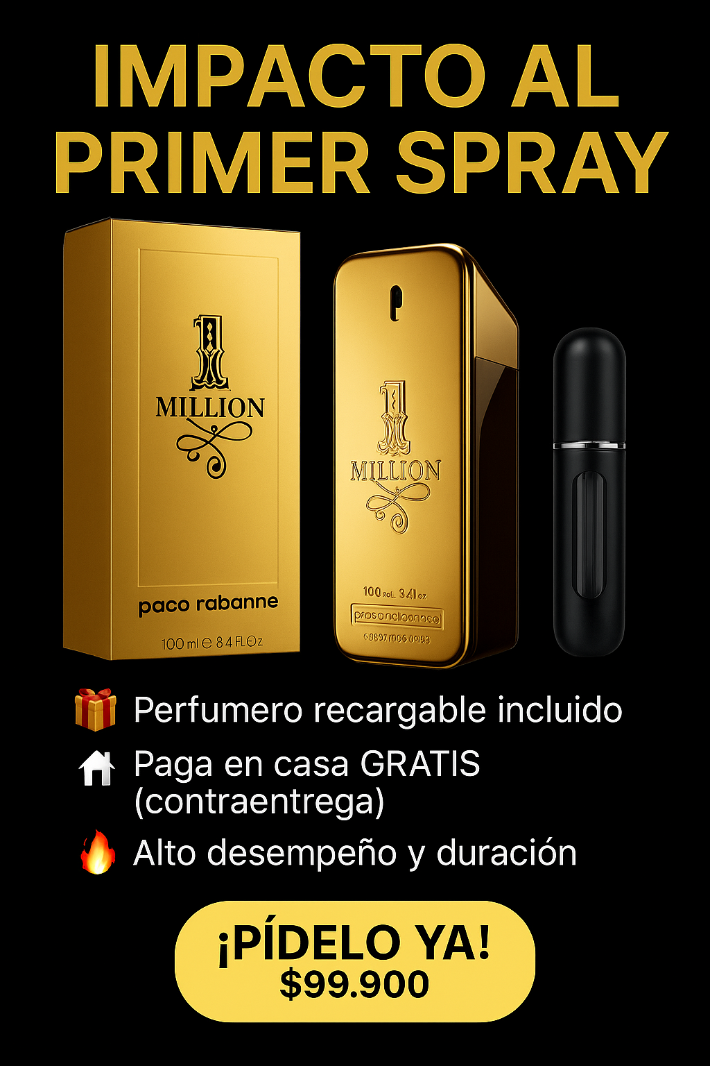 🏆 1 Million 100 ml | Lujo inmediato + 🎁 Perfumero