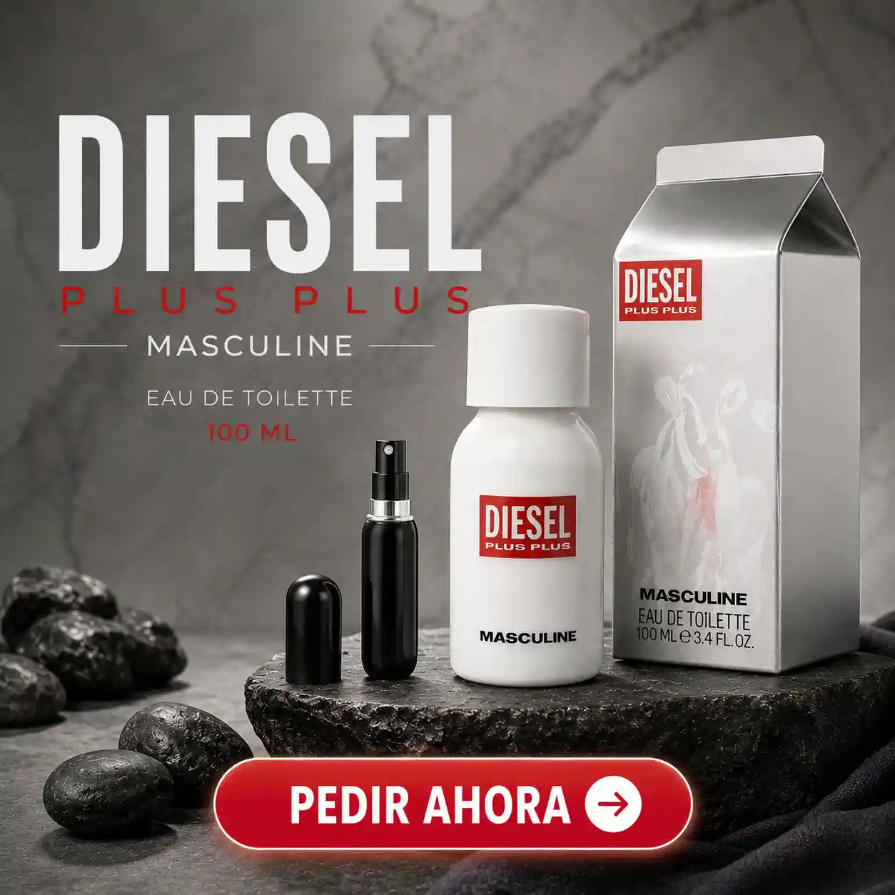 DIESEL PLUS PLUS MASCULINE + PERFUMERO RECARGABLE (CABALLERO)