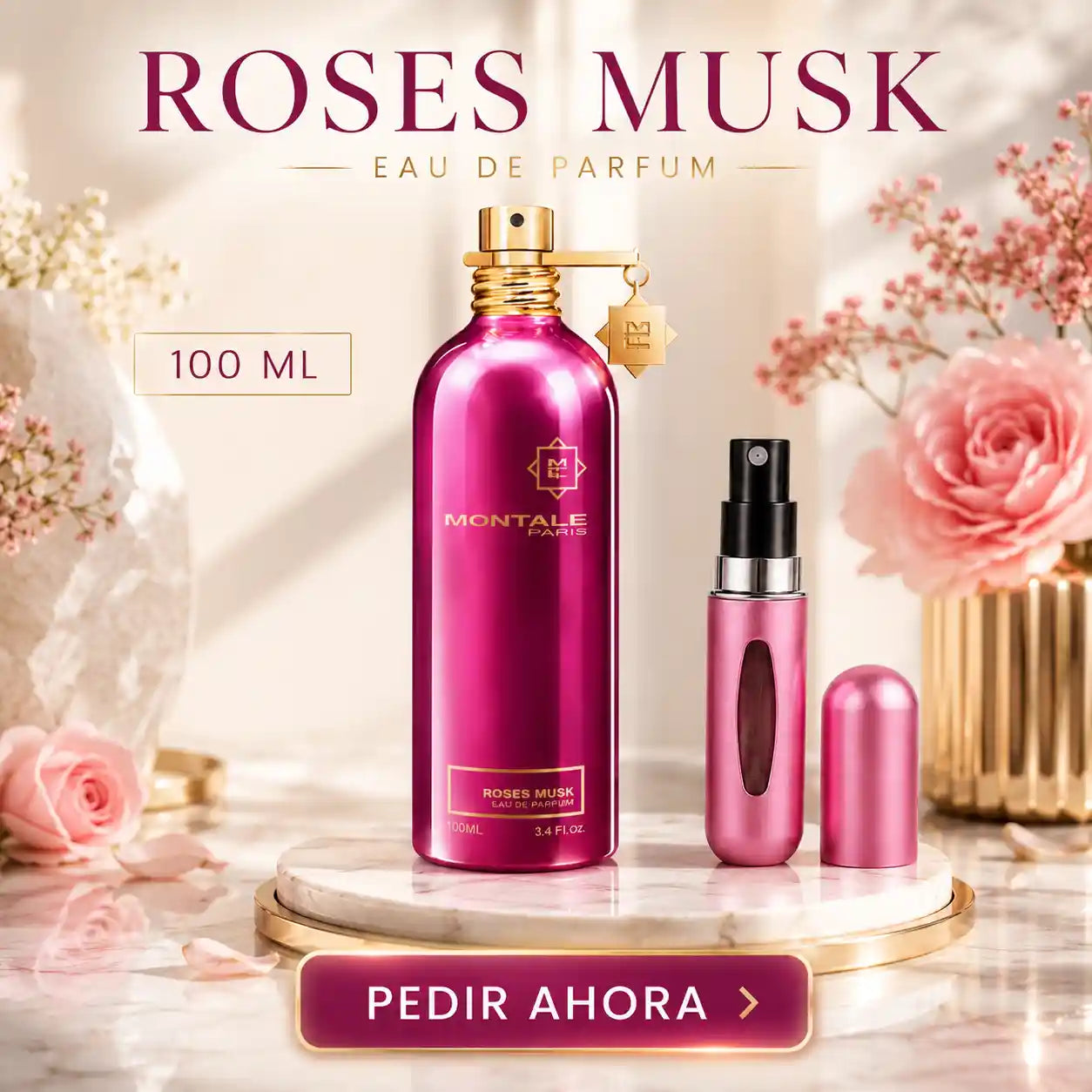 MONTALE ROSES MUSK 100 ML + PERFUMERO RECARGABLE (DAMA)