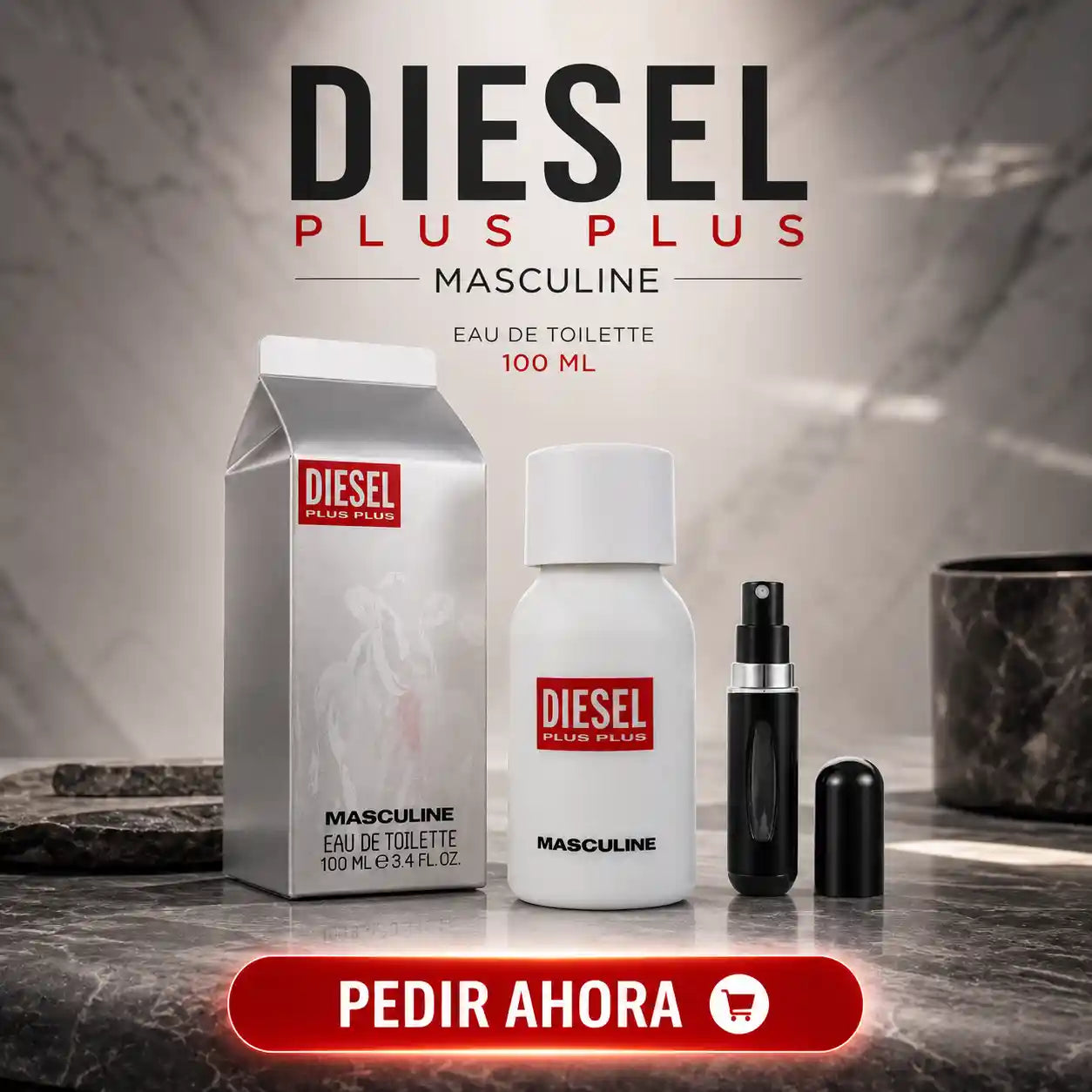 DIESEL PLUS PLUS MASCULINE + PERFUMERO RECARGABLE (CABALLERO)