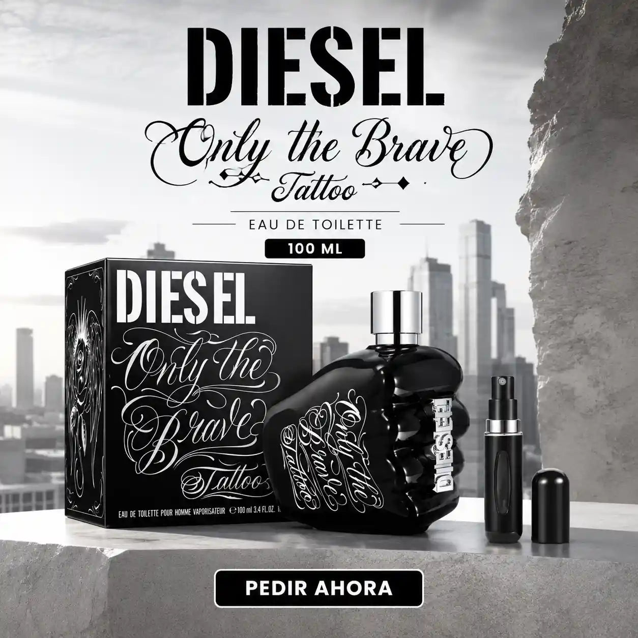 DIESEL ONLY THE BRAVE TATTO 100 ML + PERFUMERO RECARGABLE (CABALLERO)