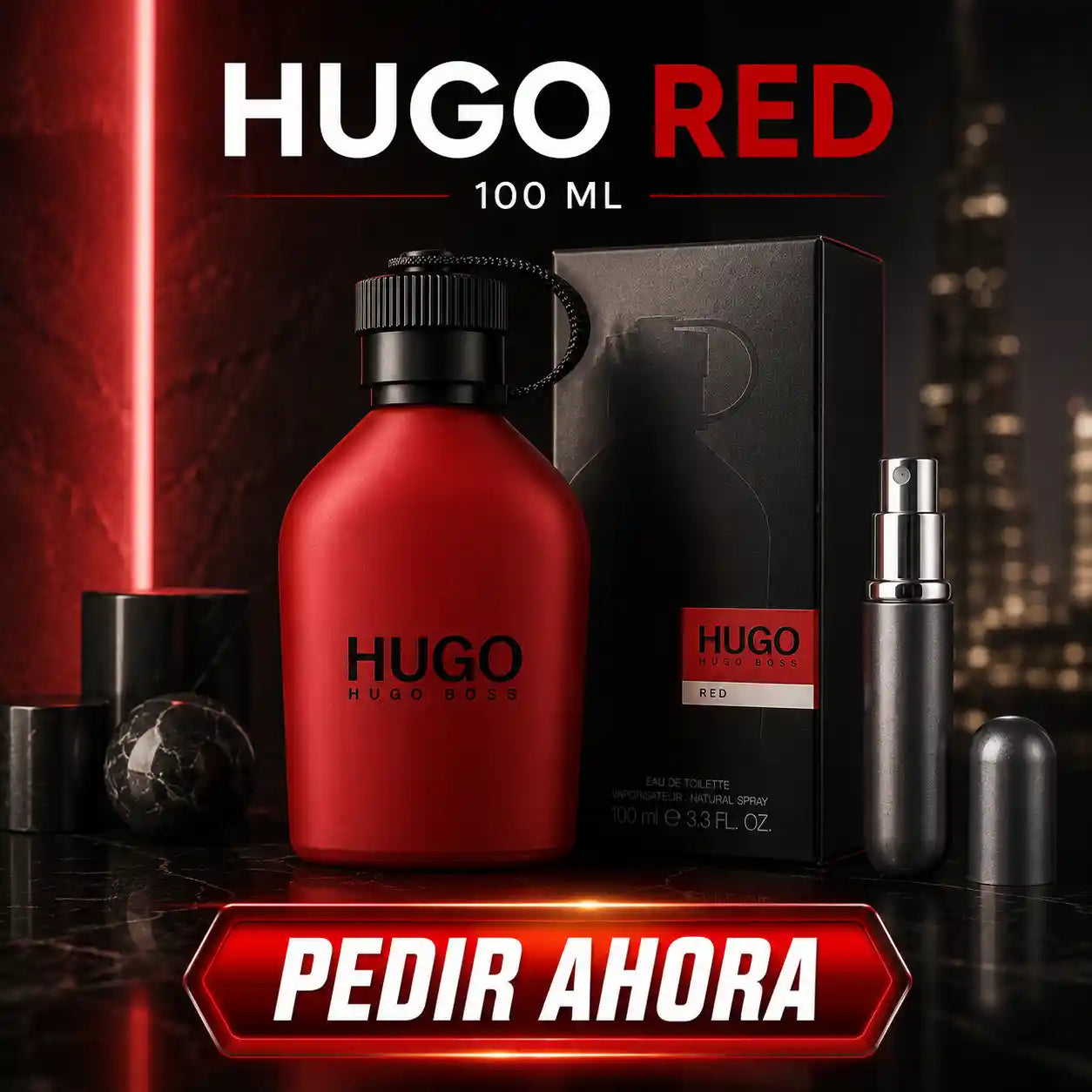 HUGO BOSS RED 100 ML + PERFUMERO RECARGABLE GRATIS